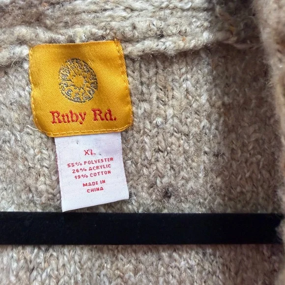 Ruby Rd. Beige Ruffle Cardigan GUC - Picture 2 of 3